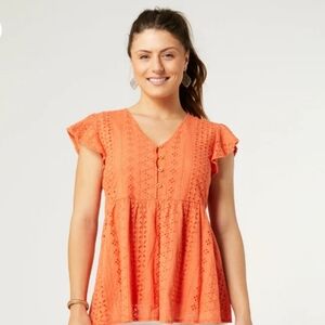 NWT Coco Carmen Zendaya Peplum Topin Coral Color Size Medium